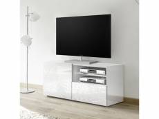 Petit meuble tv 120 cm blanc laqué design elma