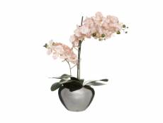 Plante artificielle orchidée rose pot en céramique argenté h 56 cm - atmosphera