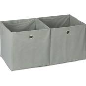 Relaxdays - 2x boîtes de rangement, carrées en tissu, Cubique, 30x30x30 cm, gris