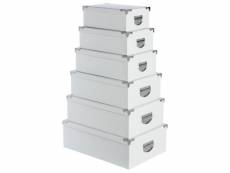 Set de 6 boîtes de rangement "uni" 48cm blanc