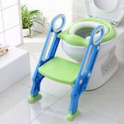 Siège de toilette échelle avec marches WC siège pot entraîneur de bébé enfant (bleu-vert)