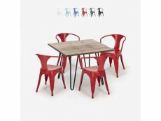 Table 80x80cm + 4 chaises style tolix design industriel