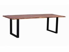 Table à manger 200 cm acacia massif foncé et pieds métal carrés rid