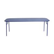 Table à manger d'extérieur lisse rectangle en aluminium bleu 220cm Week end - Petite