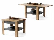 Table basse leonor bois / gris extensible jusqu' 130 cm