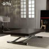 Table basse relevable extensible lift wood wengé piètement acier coloris aluminium 110 x 70 cm - noir