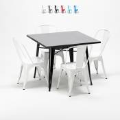Table carrée + 4 chaises en métal Lix style industriel