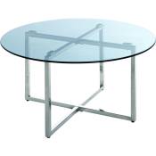 Table d'appoint en inox et verre trempé - Diamètre 75 x Hauteur 45 cm Pegane