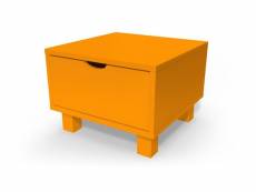 Table de chevet bois cube + tiroir orange CHEVCUB-O