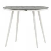 Table de jardin ronde 90cm effet bois gris