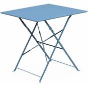 Table jardin bistrot pliable - Emilia carrée bleu grisé- Table carrée 70x70cm en acier thermolaqué - Bleu grisé