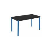 Table multi-usages plateau noir l 120 x p 60 cm - Classique - piétement bleu - Maxiburo - Bleu