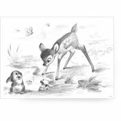 Toile imprimée Bambi et Panpan 70 x 50cm Noir, Blanc - Disney
