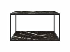 Vidaxl table basse noir avec verre marbre noir 90x90x50