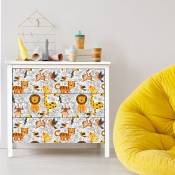 Ambiance-sticker - Sticker meuble enfant animaux safaris d'Afrique 40 x 60 cm