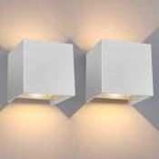 Applique murale led IP65 Lampe de couloir Extérieur étanche Lampe de couloir Lampe de salle de bain 7W Blanc Blanc chaud 2 pièces - Swanew