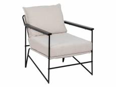 Bavia - fauteuil tissu blanc déhoussable et métal noir