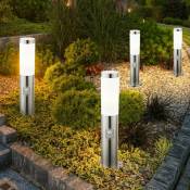 Borne E27 lampadaire jardin lumière extérieure détecteur de mouvement, étanche IP44, capteur, acier inoxydable argent opale, 1x douille E27, DxH