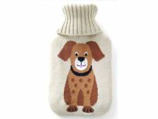 Bouillotte - 2 litres - housse tricotée - motif chien