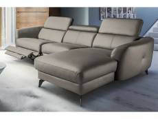 Canapé d'angle relax en cuir de luxe italien avec relax électrique, 5 places bertoni, taupe, angle droit