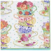 Caspari Serviettes de Table Motif Tasses de thé Multicolore