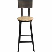 Chaise de bar industrielle métal et bois massif 110cm