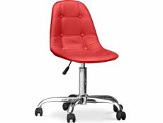 Chaise de bureau à roulettes - tapissée - fery rouge