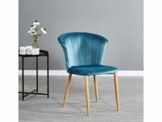 Chaise en velours vintage bleue elsa - salle à manger, salon, coiffeuse ou bureau