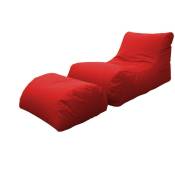 Chaise longue de salon moderne, Made in Italy, Fauteuil avec repose-pieds en nylon, Pouf rembourré pour chambre, 120x80h60 cm, Couleur rouge - Dmora