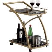 Chariot de service evo chariot à thé et boisson desserte de cuisine à roulettes en métal doré 2 plateaux en verre trempé noir - noir/or