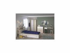 Charlemagne chambre enfant complete - tete de lit + lit + commode + armoire + bureau - contemporain - décor acacia clair et b… 2498EN32