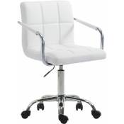 CLP - Chaise de bureau en éco chaise de studio en cuir pivotant avec accoudoirs et roues différentes couleurs Couleur : Blanc