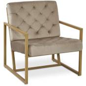 Cotecosy - Fauteuil Waco Velours Taupe pieds Or - Taupe