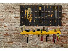 Ensemble de 2 panneaux et 2 niveaux de porte-outils avec 50 crochets, objets muraux de l'organisateur, 100% made in italy, 100x22h50 cm, couleur noire