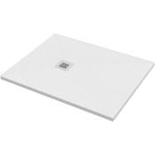 Ercos - Receveur de douche 80x100 cm coloris blanc effet pierre Stone BPMAROSTON8010 Blanc mat - Blanc mat