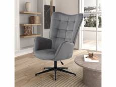 Fauteuil scandinave chaise pivotant pour bureau salon chambre avec un revêtement en velours des accoudoirs rembourés, métal, gris, 70*80*100cm
