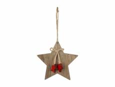 Feeric christmas - sujet de noël à suspendre étoile avec noeud étoiles en bois