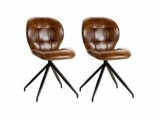 Foly - lot de 2 chaises simili cuir vieilli marron