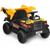 Goplus - Camion pour Enfant avec Tremie Reversible,Voiture Electrique avec Batterie Rechargeable, MP3 et usb, Demarrage Lent, Vitesse 3-5 km/h,