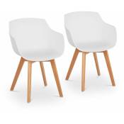 Helloshop26 - Lot de 2 chaises salon salle à manger 150 kg max surface d'assise de 41 x 40 cm coloris blanc