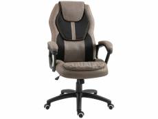 Homcom fauteuil de bureau manager massant hauteur réglable pivotant 360° polyester pu gris brun surpiqûre orange