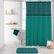 Homemaison - Rideau de douche avec crochets esprit art déco Vert emeraude 180x200 cm - Vert emeraude