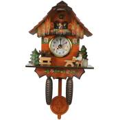 Horloge Murale Coucou Antique en Bois Cloche D'Oiseau Montre D'Alarme BalançOire DéCorations pour la 006