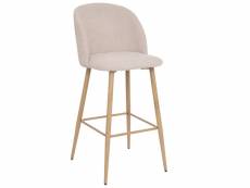 Lot de 2 chaises de bar en fer et bois coloris beige - longueur 48 x profondeur 56 x hauteur 106 cm