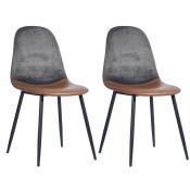 Lot de 2 chaises scandinaves vintage marron velours gris