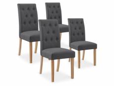Lot de 4 chaises capitonnées gaya tissu gris