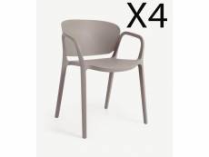 Lot de 4 chaises de jardin coloris marron - longueur 60 x profondeur 55 x hauteur 76 cm
