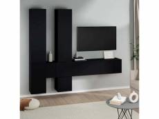 Meuble tv mural contemporain | banc tv armoire tv | noir bois d'ingénierie meuble pro frco11636