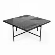 Oviala - Table basse carrée en marbre sculpté - Noir
