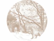 Papier peint panoramique rond adhésif forêt avec des animaux de la forêt beige - 159085 - ø 140 cm 159085